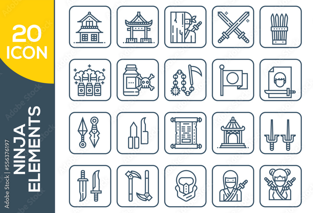Fototapeta premium NINJA ELEMENT ICON SET DESIGN