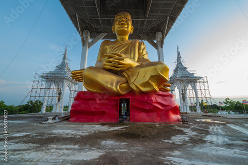 Khlong Luang Pang Subdistrict, Chachoengsao. Thailand / August 14,2022. Wat Veerachote Thammaram.  Its area of 36 rai provides peaceful atmosphere, which is surrounded by rice fields. photo