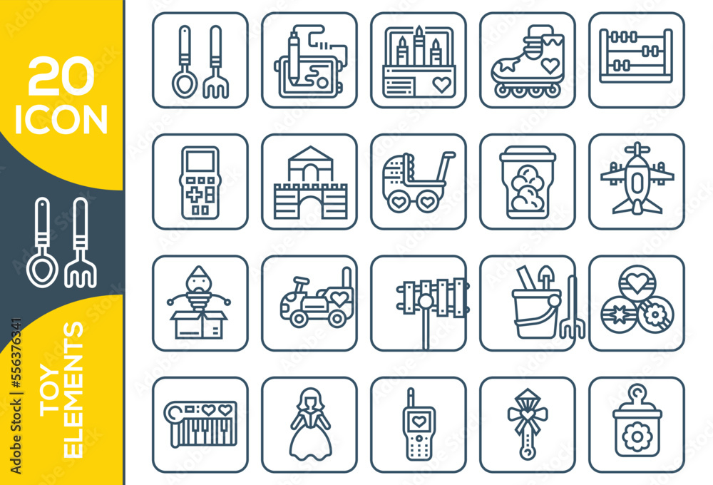 Toys icon set, thin line, flat design.Toys Icons Design Set For Store. Vector Thin Line Modern Symbols for Website.Baby Toy thin line icons set. Outline sign kit of children play.Kids Game linear icon Toys icon set, thin line, flat design.Toys Icons Design Set For Store. Vector Thin Line Modern Symbols for Website.Baby Toy thin line icons set. Outline sign kit of children play.Kids Game linear icon
