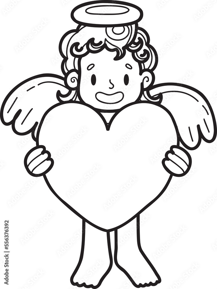 Hand Drawn cupid with heart illustration Hand Drawn cupid with heart illustration