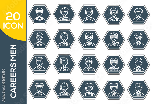 Doctor and Nurse line icons set. Vector illustration on a white background. Editable stroke.set of job seach icons ,such as work, career, traning, business, skill, meeting.Set of Headhunting icon.