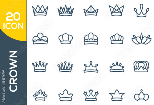 Modern thin line icons set of crown. Premium quality symbols. Simple pictograms for web sites and mobile app. Vector line icons isolated on a white background.