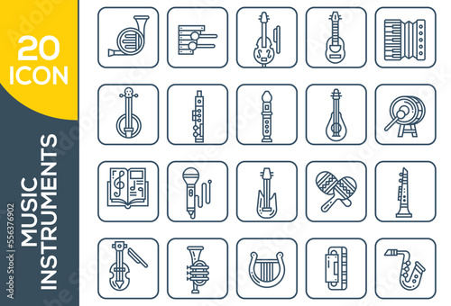 music instruments icon set design