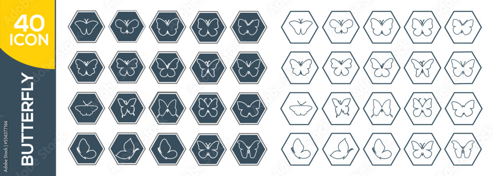 butterfly icon set design butterfly icon set design