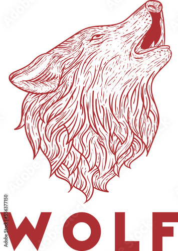 logo about a wolf with a white background. Using the Adobe Illustrator 2019 application with line techniques.