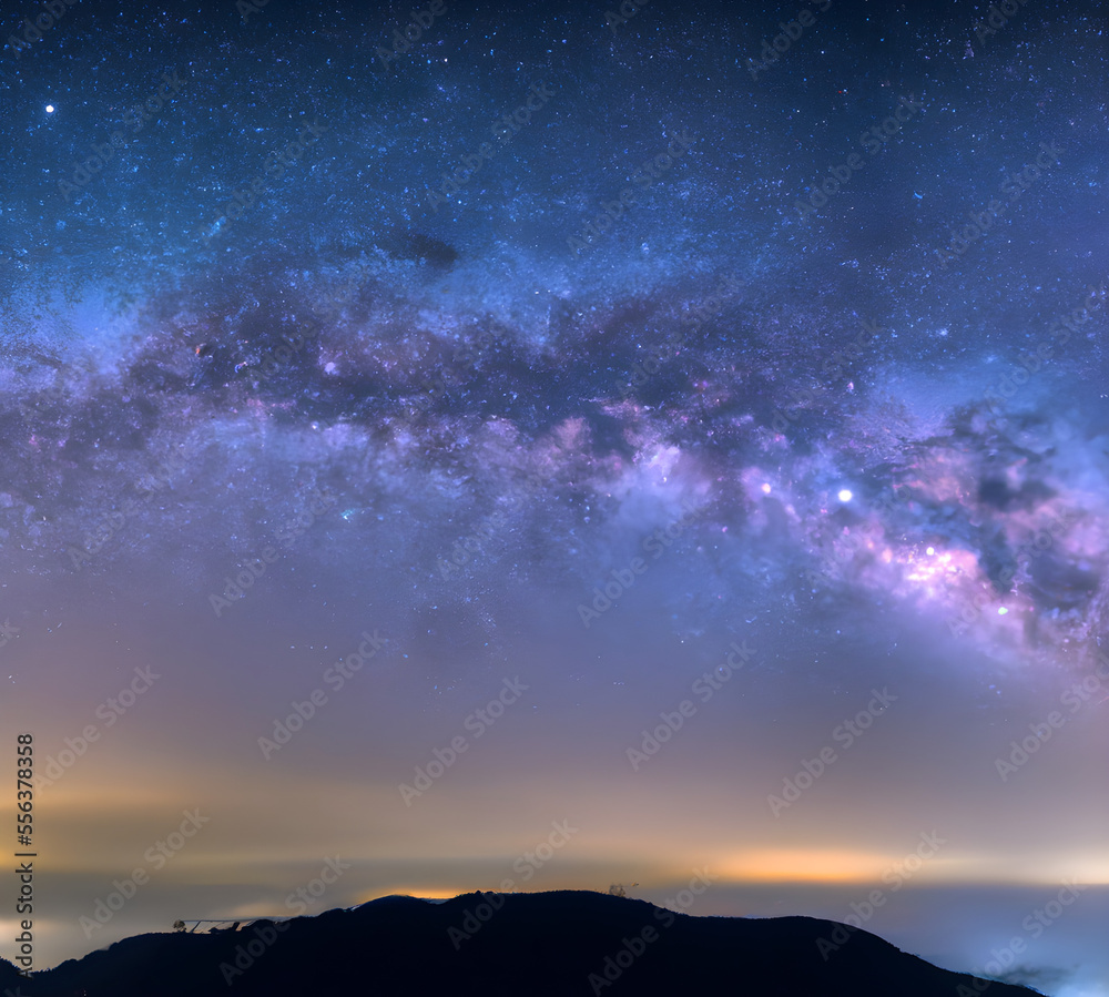 Beautiful starry night sky. Generative AI.