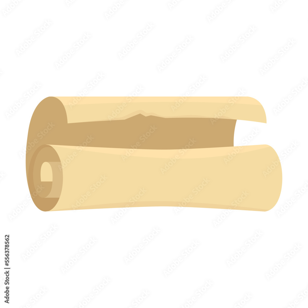 Old book or paper scroll vector illustration. Papyrus or parchment scroll isolated on white background. Literature concept Old book or paper scroll vector illustration. Papyrus or parchment scroll isolated on white background. Literature concept