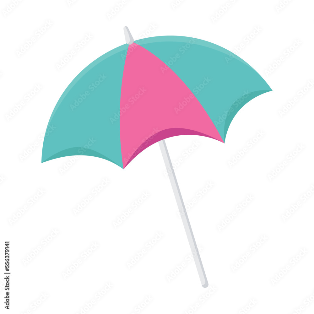 Comic large beach umbrella vector illustration. Cartoon isolated on white background. Summer, vacation concept