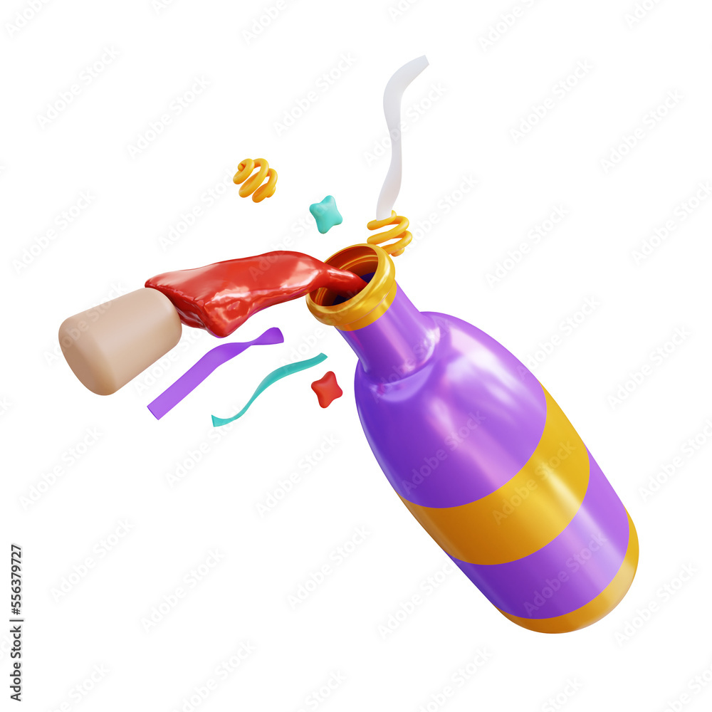 Naklejka premium 3d illustration new year's bottle