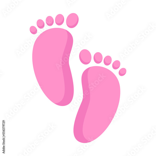 Cute baby footprints vector illustration. Baby shower element for photo, card or invitation, rattles for boys and girls on white background