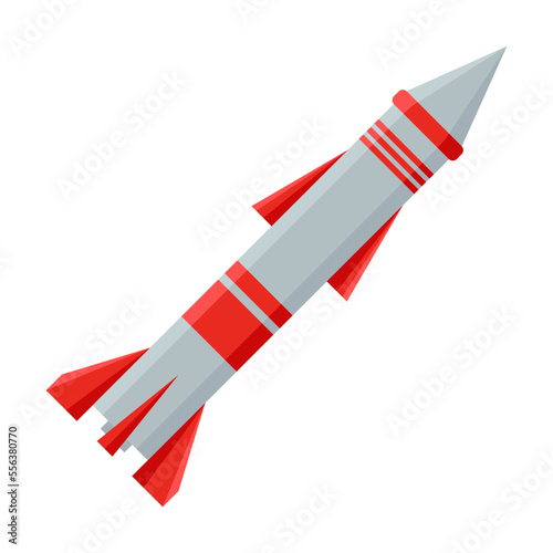 Vector picture of missile in flat style. Army weapon illustration. Military equipment. War, battle concept