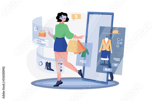 Woman experience in shopping in the metaverse