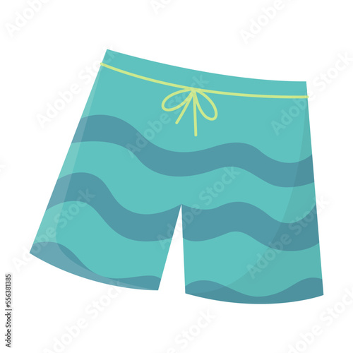 Comic men summer swim shorts vector illustration. Cartoon isolated on white background. Summer, vacation concept