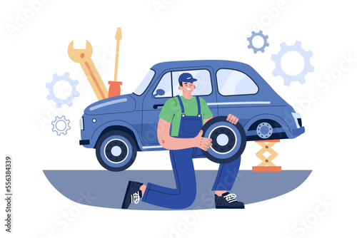 Tire Services Illustration concept on white background