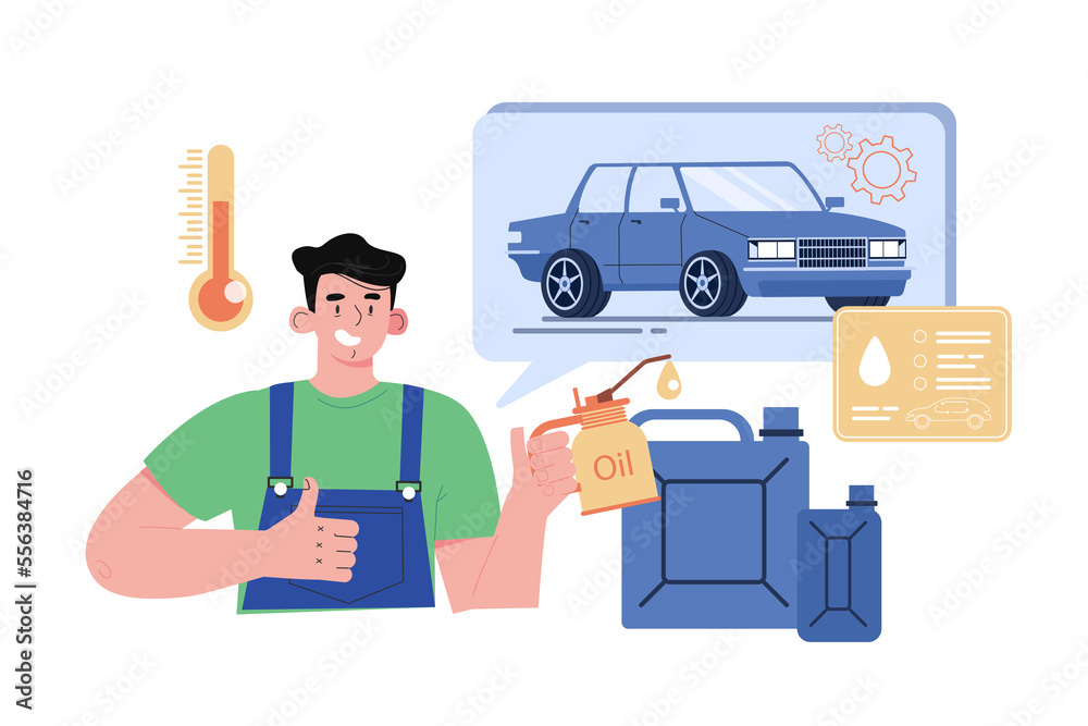 Oil Change and Lube Illustration concept on white background Oil Change and Lube Illustration concept on white background