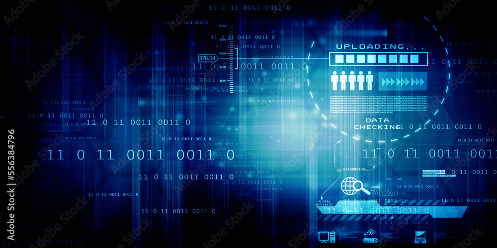 2d illustration abstract digital binary data on computer screen 2d illustration abstract digital binary data on computer screen