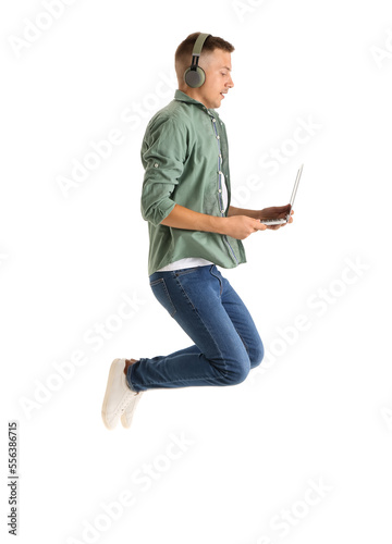 Young man with headphones a...