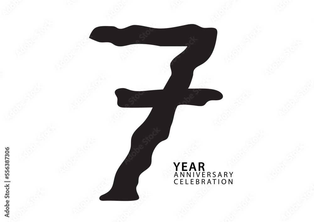 Fototapeta 7 year anniversary celebration black color logotype vector ...