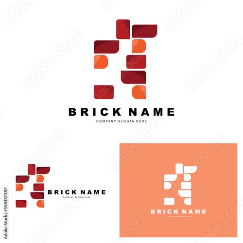 Bricks Logo Design, Material Stone Illustration Vector, Building Construction Icon