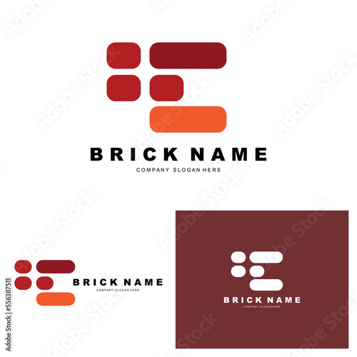 Bricks Logo Design, Material Stone Illustration Vector, Building Construction Icon