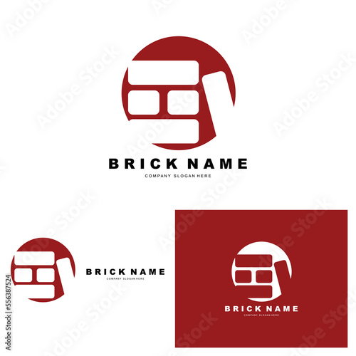 Bricks Logo Design, Material Stone Illustration Vector, Building Construction Icon