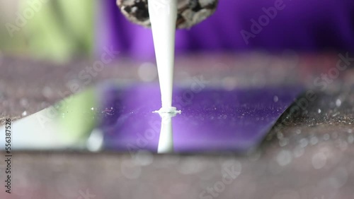 silicone glue white on glass