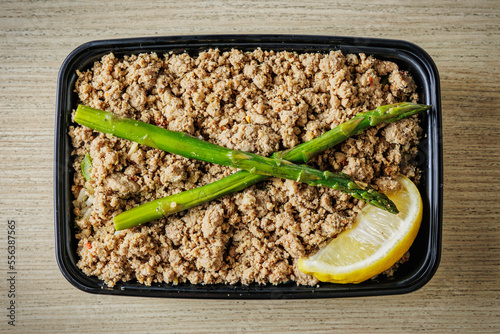 Healthy lean lemon turkey over brown rice
