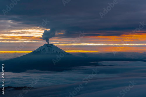 cotopaxi volcano in Ecuador at sunset