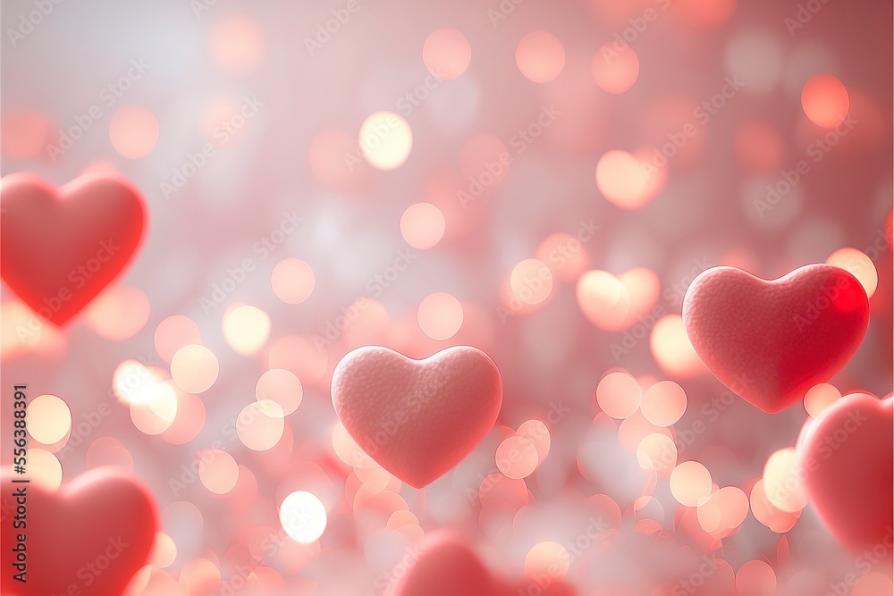 Cute hearts, Valentine's Day, bokeh lights Micro hearts.