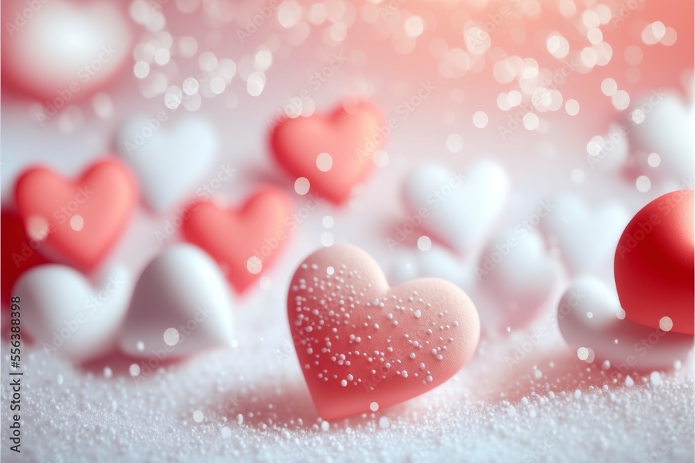 Obraz premium Cute hearts, Valentine's Day, bokeh lights Micro hearts.