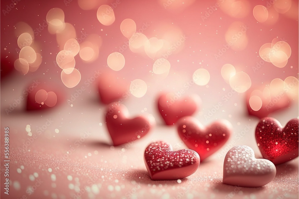 Cute hearts, Valentine's Day, bokeh lights Micro hearts. Cute hearts, Valentine's Day, bokeh lights Micro hearts.