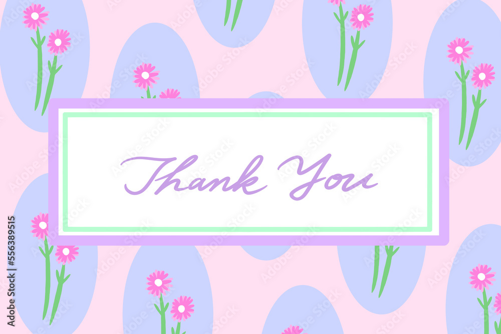 thank you card gift card message card flower pattern illustration