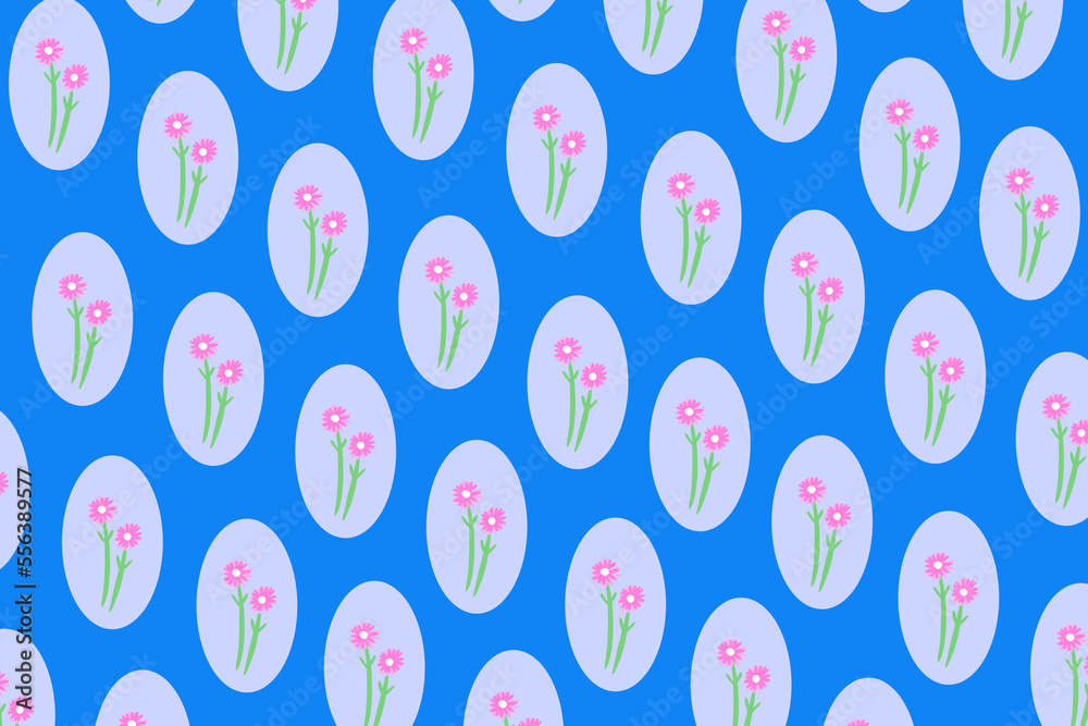 flower pattern continuous pattern illustration design cute paper material blue