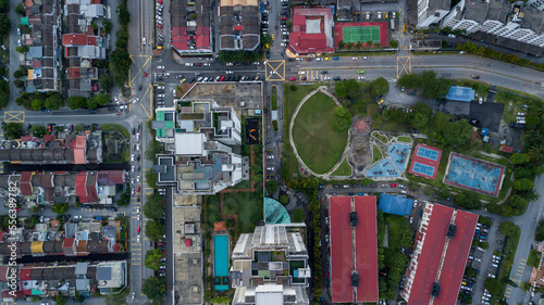 Photography An aerial top down view of houses middle class income at Kuala Lumpur, Malaysia