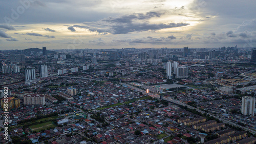 Photography An aerial top down view of houses middle class income at Kuala Lumpur, Malaysia