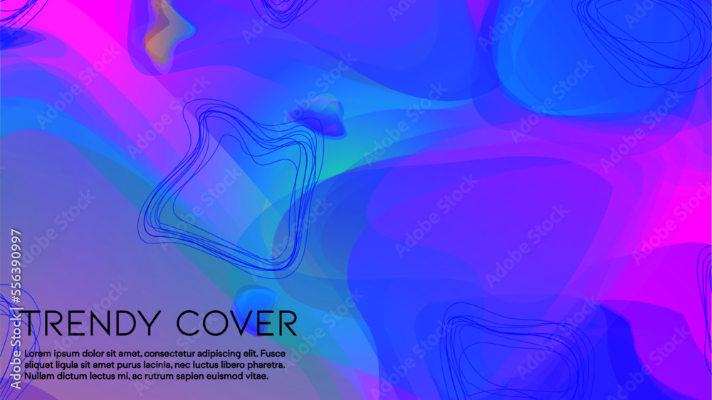 Abstract Futuristic Vector Background with Liquid  Shapes and Lines. Modern Colorful Gradient Wallpaper. Trendy Digital Design for Your Poster, Banner, Template, Web Page.