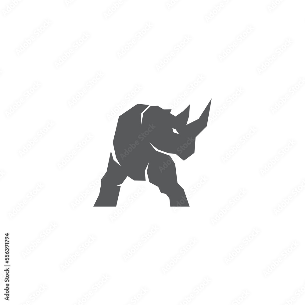 letter A and rhino vector illustration for an icon, symbol or logo. Rhino template logo 