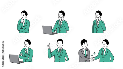 見た目の若い中年男性のいろいろなイラスト2、ベクター