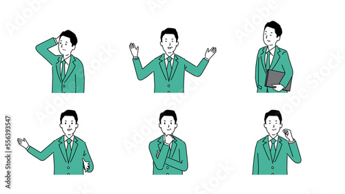 見た目の若い中年男性のいろいろなイラスト3、ベクター