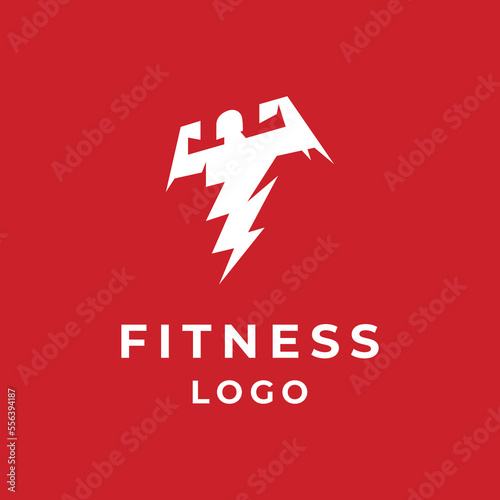 masculine man with thunder for bodybuilding and fitness logo