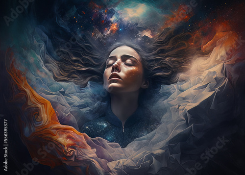 A human experiencing a spiritual awakening and rapture - Created with generative AI technology