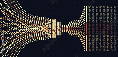 Abstract infographics visualization. Big data code representation.