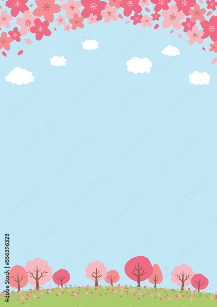 春の桜の風景の背景イラスト 春の桜の風景の背景イラスト