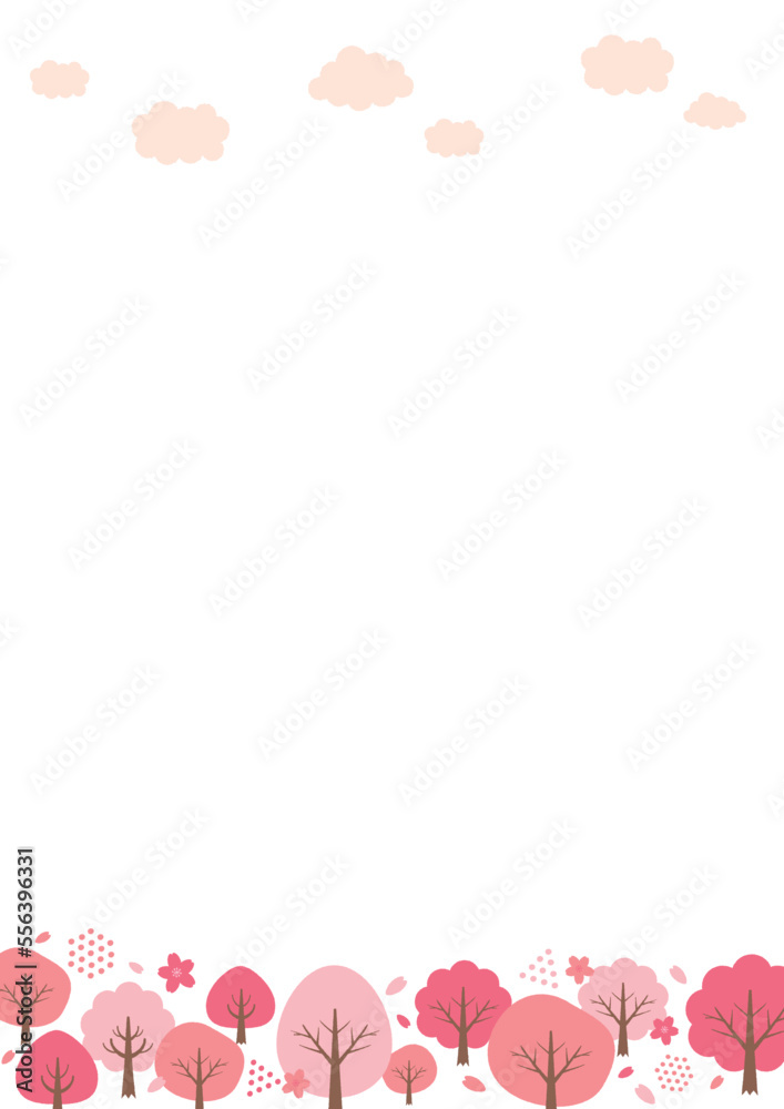 Fototapeta premium 春の桜の風景の背景イラスト