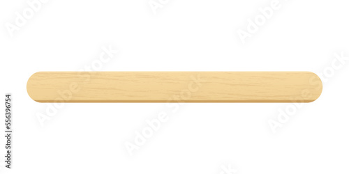 Popsicle stick, wooden element for holding ice cream, tongue depressor for throat medical examination. Isolated realistic vector Illustration on white background.