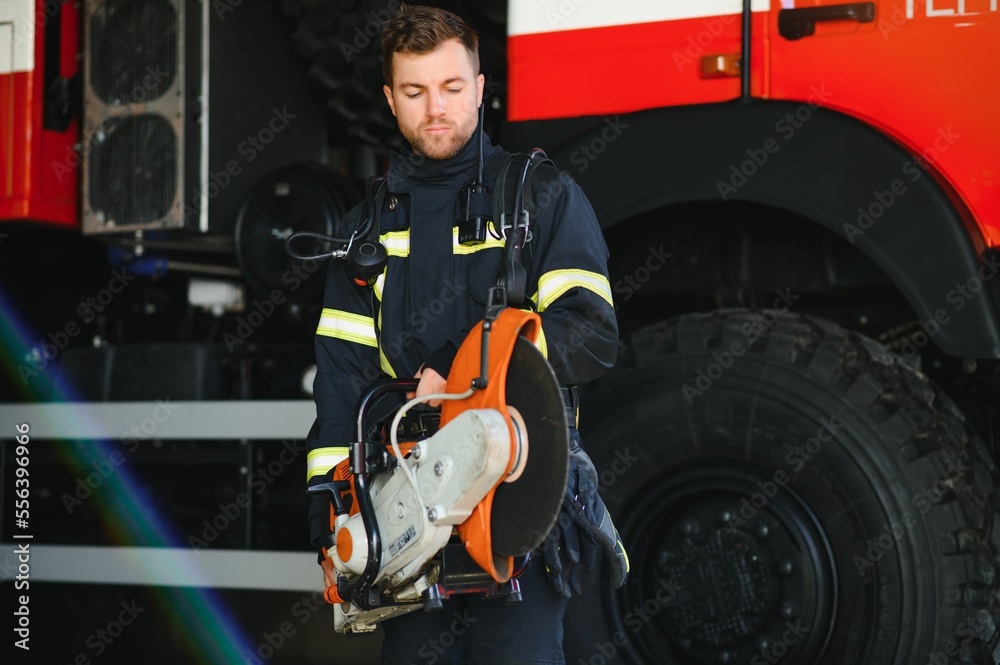 Fototapeta premium Fireman on duty,under exposed photo.