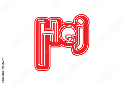 HEJ letter logo and icon design template