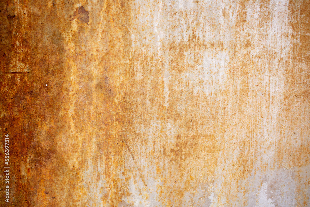 Texture of rusty iron, cracked paint on an old metal surface. Sheet of rusty metal with cracked and peeling paint, background for design with copy space.