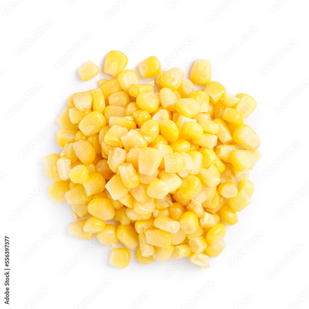 Heap of corn kernels isolated on white background Heap of corn kernels isolated on white background