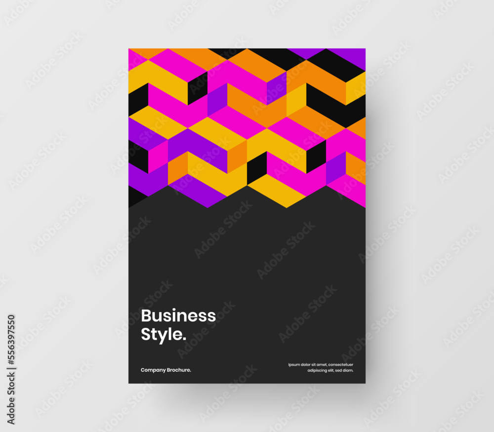 Trendy postcard A4 vector design layout. Clean geometric pattern poster concept.